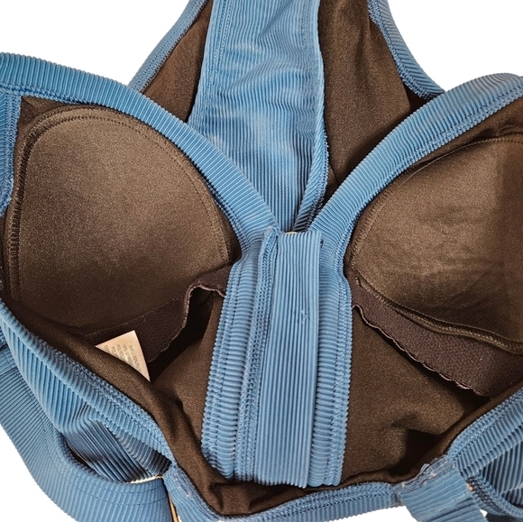 Kona Sol Dark Teal Ribbed Front Zipper One Piece Swimsuit Size Small Women's - Picture 8 of 10